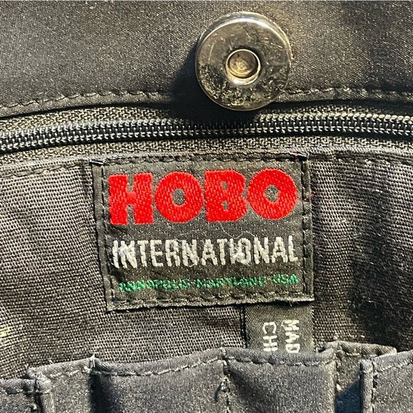 HOBO Black Leather/Nylon Messenger Bag, Adjustable Strap - Picture 10 of 16